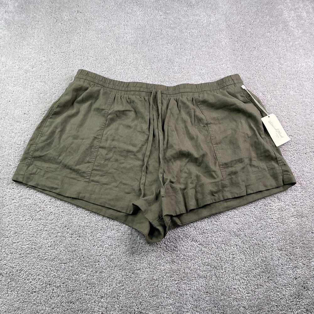 NEW‎ Universal Thread Shorts Womens XXL Green Linen Blend Casual Coastal Beachy
